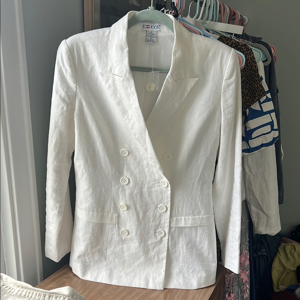 New! Vintage Bone White double breasted Blazer